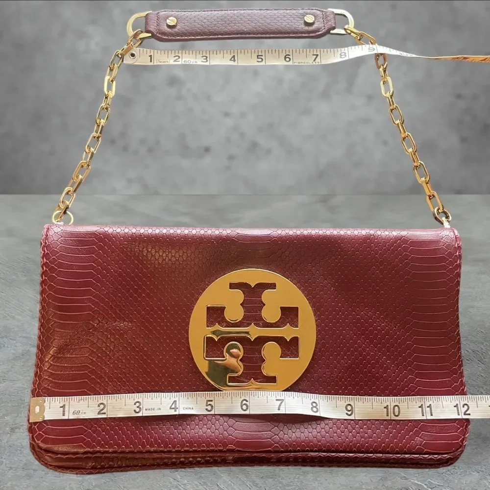 Tory Burch Burgundy Shoulder Bag with Gold Accents - Picture 3 of 16